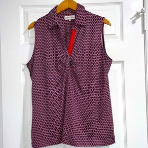 Sport Haley Polo Shirt Sleeveless XL Golf Tennis Pickleball Red & Navy Classy!